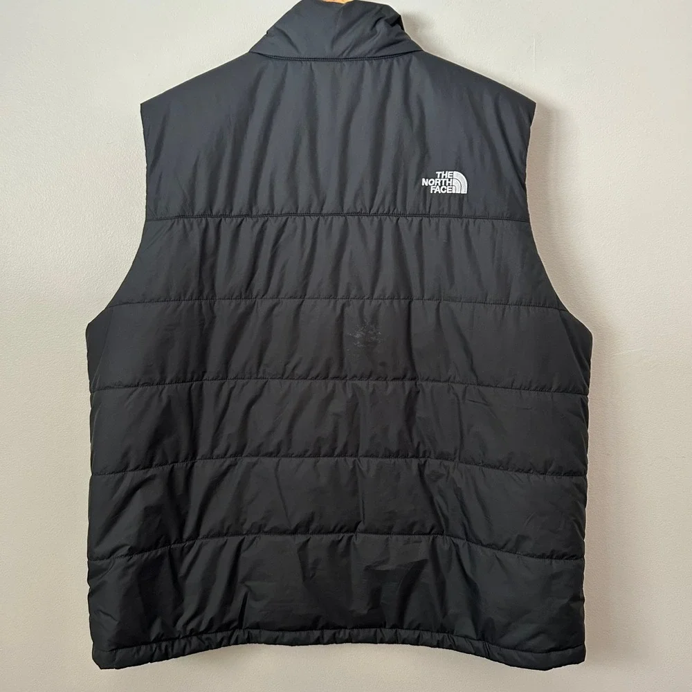 The North Face Puffer Vest Mens XXL Black Down Insulated Quilted Tanium PM Logo